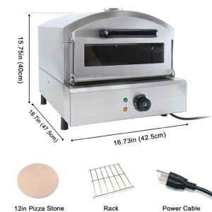 BNDHKR Commercial Electric Pizza Oven Countertop Stainless Steel Pizza Maker with 12" Pizza Stone for Outdoor Cooking, Portable Pizza Maker