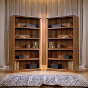 Home Square Modern 2 Piece Wood Bookcase Set with 5 Shelf in Washington Cherry