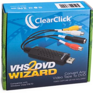 ClearClick VHS To DVD Wizard with USB Video Grabber & Free USA Tech Support
