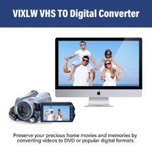 VIXLW Video Capture, USB Video Capture Device, Convert VHS to Digital, VHS/VCR/Hi8/Mini DV to Digital/DVD Converter, for Tape Player Camcorder Camera PC TV OBS, for Mac OS, Android, WinXP/7/8/10