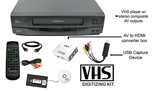 MAGNAVOX 4-Head VCR Video Cassette Recorder w/Remote, USB Adapter, HDMI Converter