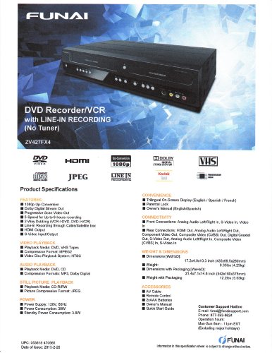 Funai Combination VCR and DVD Recorder (ZV427FX4)