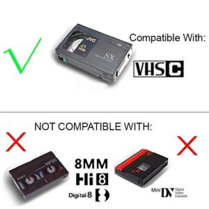 Motorized VHS-C to VHS Cassette Adapter for SVHS Camcorders JVC RCA Panasonic + 3 VCC Micro-Fiber Cloth NOT COMPATIBLE WITH 8mm/MiniDV/Hi8 Tapes