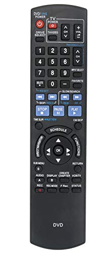 N2QAYB000197 Replaced DVD Recorder Remote Compatible with Panasonic DVD VCR VHS DMR-EZ37VK DMR-EZ37K DMR-EZ47V DMR-EZ47VK DMR-EZ47VP DMR-EZ48K DMR-EZ48V DMR-EZ48VK DMR-EZ475V DMR-EZ475VK DMR-EZ48