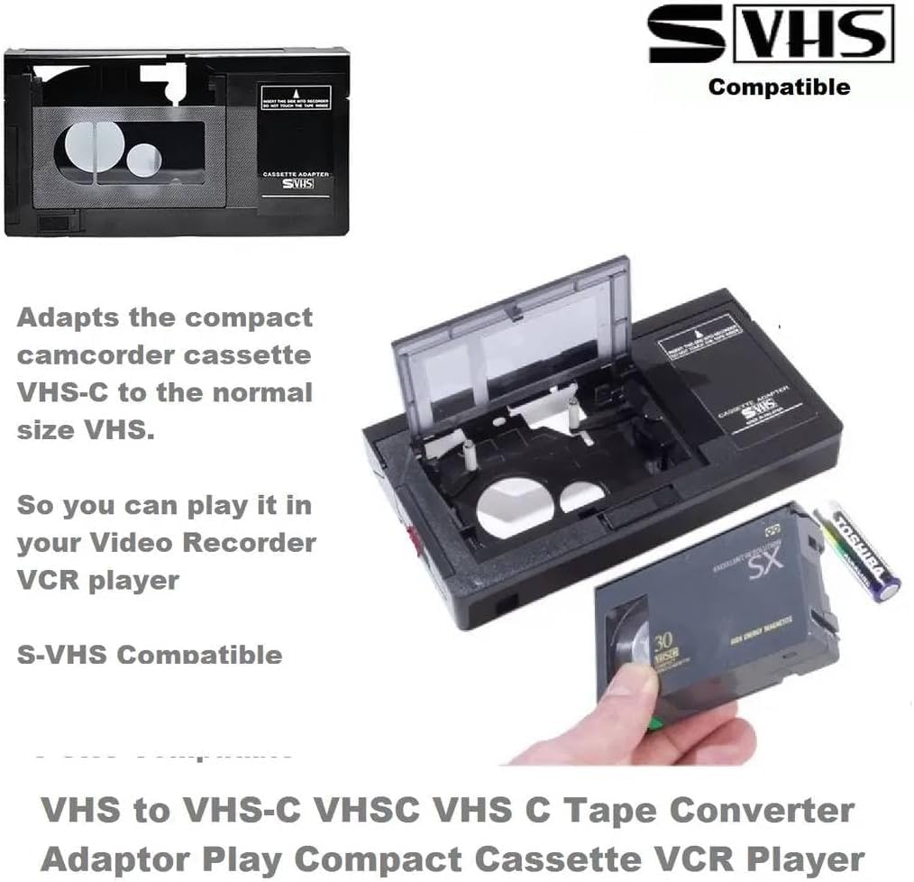 New Motorized VHS-C to VHS Cassette Adapter for SVHS Camcorders JVC RCA Panasonic (NOT Compatible with 8mm/MiniDV/Hi8 Tapes)