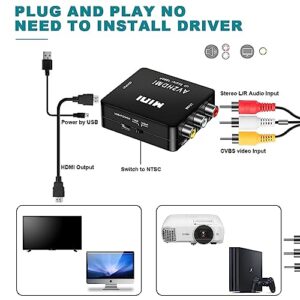 AXFEE RCA to HDMI, AV to HDMI Converter, 1080P Mini RCA Composite CVBS Video Audio Converter Adapter, Support PAL/NTSC for TV/PC/ PS3/ STB/Xbox VHS/VCR/Blue-Ray DVD Players