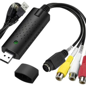YUANLY VHS to Digital Converter,Video Capture Card USB 2.0 Audio Video Capture Card Device Old VHS Mini DV Hi8 DVD VCR to Digital Converter for Mac,PC Support Windows 2000/10/8/7/Vista/XP/Android