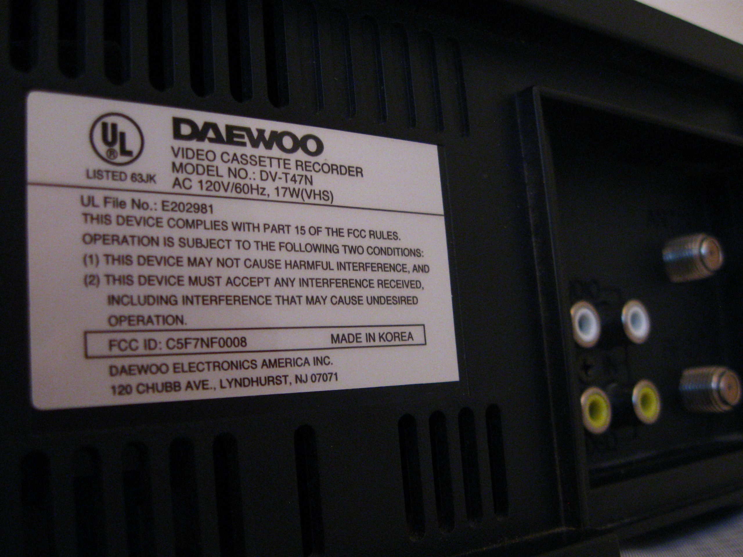 Daewoo 4-Head Mono VCR (DV-T47N)