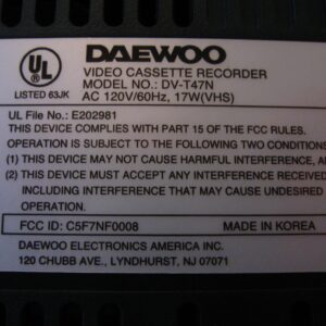 Daewoo 4-Head Mono VCR (DV-T47N)