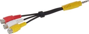 lg # ead61273106 composite cable adapter for audio video av tv vcr converts rca coaxial connectors (red/white/yellow) to 3.5mm plug