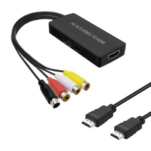 RuiPuo S-Video and AV to HDMI Converter, PS2 HDMI Adapter, AV to HDMI Adapter Support 1080P, PAL/NTSC Compatible with WII, WII U, PS one, PS2, PS3, STB, Xbox, VHS, VCR, Blue-Ray DVD Players