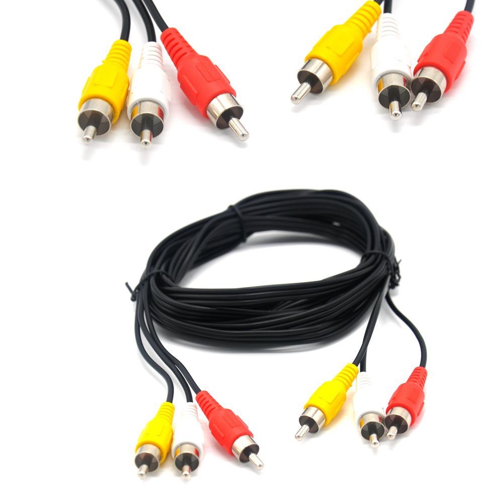 Padarsey RCA 5FT Audio/Video composite cable DVD/VCR/SAT yellow/white/red connectors 3 Male to 3 Male