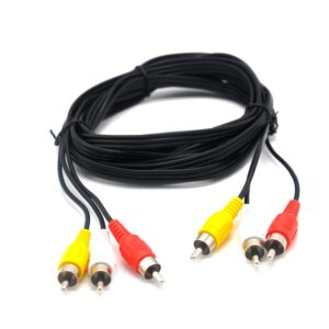 Padarsey RCA 5FT Audio/Video composite cable DVD/VCR/SAT yellow/white/red connectors 3 Male to 3 Male