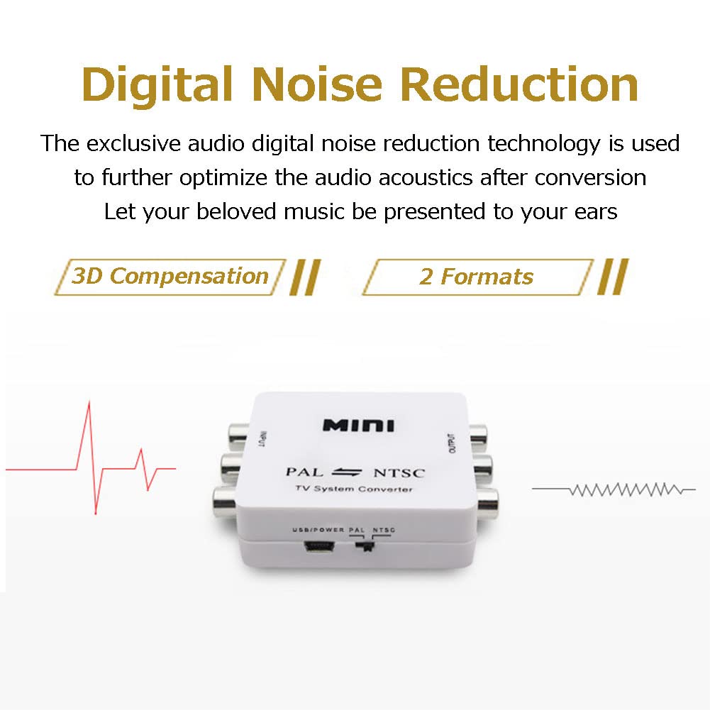 Mini PAL to NTSC Converter PAL NTSC Mutual Conversion Converter Adapter for Most DVD Players/recorders, camcorders, VCRs, Video Monitors and Various TV Systems