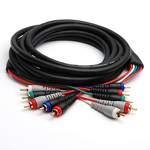 BlueRigger Component Video Cable with Audio (25FT, RCA- 5 Cable, Supports 1080i) - Compatible with DVD Players, VCR, Camcorder, Projector