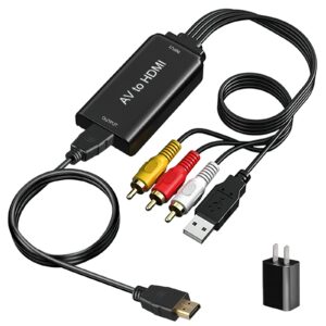 AMANKA RCA to HDMI, 1080P RCA Composite CVBS AV to HDMI Video Audio Converter Adapter with USB Charge Cable Compatible with PC Laptop Xbox PS4 PS3 TV STB VHS VCR Camera DVD