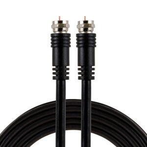 ge rg59 coaxial cable 25ft. (7.6m), black, f-type connections jacks, low loss, double shielded coax cable, input/output, ideal for antennas, dvr, vcr, satellite to tv, 23210