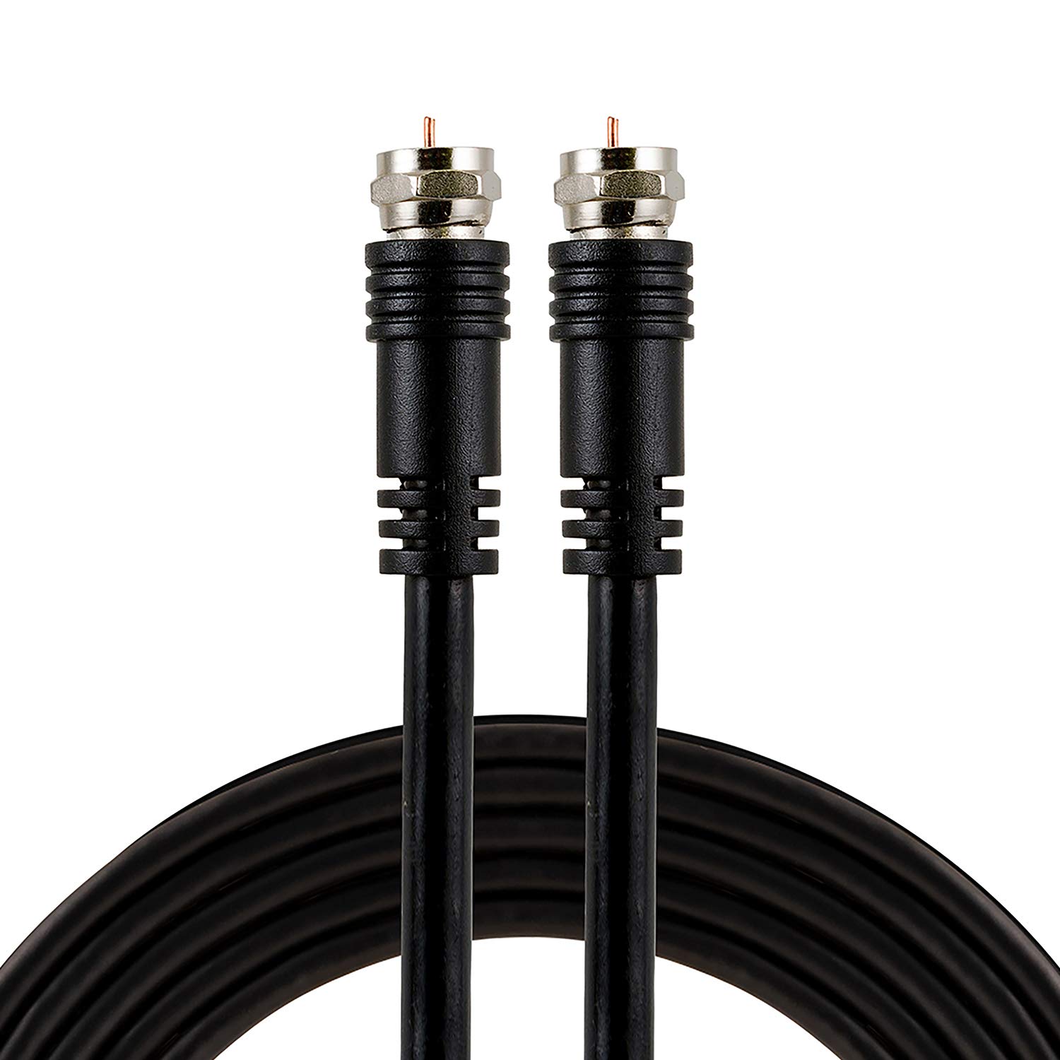 GE RG59 Coaxial Cable 25ft. (7.6m), Black, F-Type Connections Jacks, Low Loss, Double Shielded Coax Cable, Input/Output, Ideal for Antennas, DVR, VCR, Satellite to TV, 23210