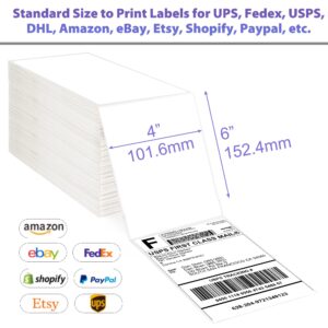 LotFancy 4x6 Direct Thermal Shipping Labels, 1000 Thermal Labels Fanfold with Perforated and Strong Adhesive, White Mailing Labels Compatible with Zebra, Rollo Thermal Printer