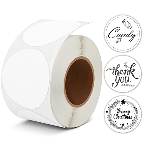 Dadarolly 2'' Round Thermal Labels, Circle Sticker Labels for Thank You Stickers Inventory, DIY Logo and Color Coding, Compatible with Munbyn, Rollo, Idrpt, Lablerange, Zebra, White, 1 Roll 500 Labels