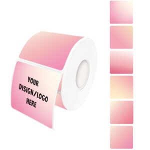 yeachlaing 2"x2" pink square thermal label stickers, self-adhesive square direct thermal labels,500 sheets with perforation line in roll