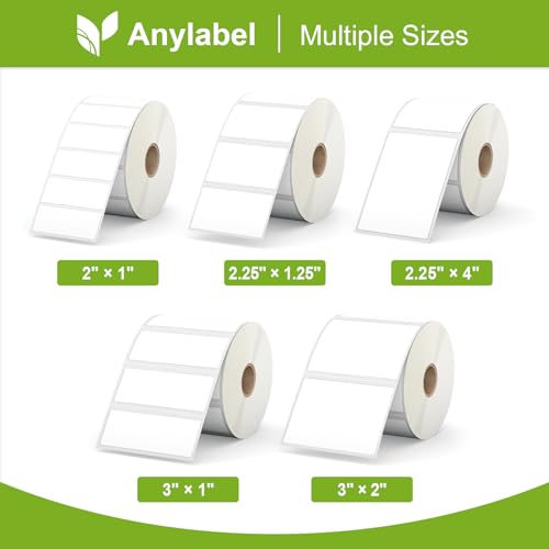 Anylabel Compatible 2" x 1" Direct Thermal Labels Replacement for Barcodes Postage Address Shipping Compatible with Rollo & Zebra Desktop Printers Adhesive & Perforated (24 Rolls, 1300 Labels/Roll)