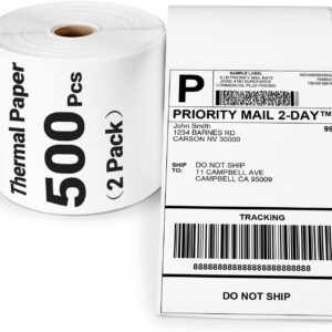 ASprink 4"x6" Thermal Shipping Labels - Thermal Address Labels for Shipping Label Printer - Label Paper Compatible with MUNBYN, Rollo, Zebra and Other Label Printer, 2 Pack(500 Roll/Pack)