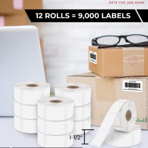 enKo Compatible 30347 Dymo Book Spine Labels (1" x 1-1/2") 12 Rolls, 9000 Library Book Barcode Labels - Use with Dymo Labelwriter 450, 4XL, 450 Turbo Printer, Rollo Printer