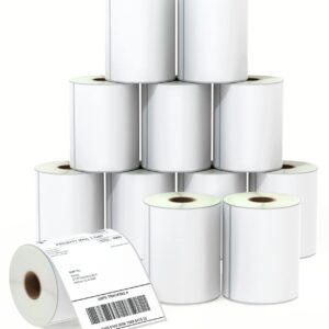 BETCKEY - 4" x 6" (102 mm x 152 mm) Shipping Labels Compatible with Zebra & Rollo Label Printer(not for dymo 4XL), Premium Adhesive & Perforated [12 Rolls, 3000 Labels]