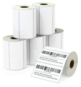 betckey - 4" x 2" (102 mm x 51 mm) barcode shipping & multipurpose labels compatible with zebra & rollo label printer,premium adhesive & perforated [6 rolls, 4500 labels]