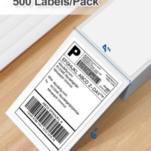 Thermal Labels, SWIFINT 4"x6" Direct Thermal Shipping Label, Perforated Fanfold Labels Compatible with Lable Printer MUNBYN, NELKO, IDPRT SP420, SP410, SWIFINT PL70E, Permanent Adhesive, Pack of 500