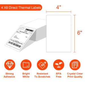 InpourPack 4" x 6" Fanfold Labels Direct Thermal Labels, Shipping Package Labels with Perforated line for Thermal Printers (1000 Labels/Stack, 1 Stack)