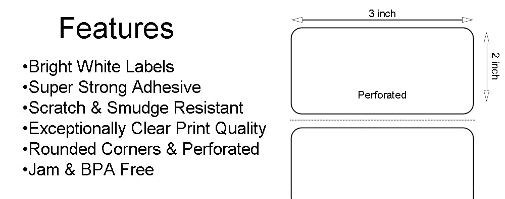 Nextphase Packaging Direct Thermal Labels - 3" x 2" - Perforated UPC Barcode FBA Address Labels with Premium Adhesive, Compatible with Zebra & Rollo Label Printers - 1 ROLL