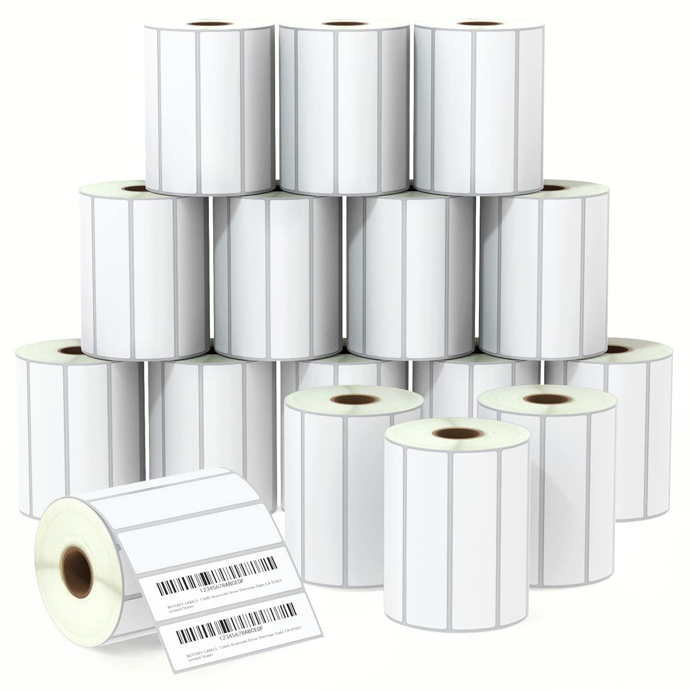 BETCKEY - 4" x 1" (102 mm x 25 mm) Multipurpose Labels Compatible with Zebra & Rollo Label Printer,Premium Adhesive & Perforated [2 Rolls, 2750 Labels]