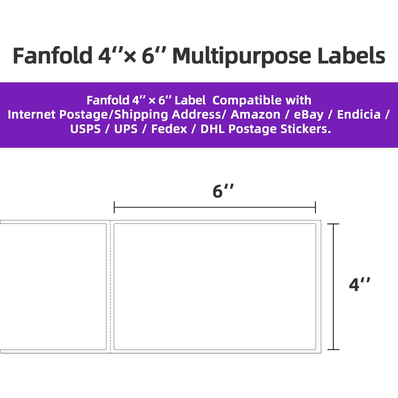 AveneMark 4 Stacks 2000 Labels 4" x 6" Fanfold Direct Thermal Labels, Postage Shipping Labels Paper with Perforated, Strong Adhesive Label for Zebra, Rollo, MUNBYN Thermal Printer,500 Labels per Stack