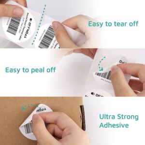 OFFNOVA 2.25" x 2.25" Thermal Direct Labels, Roll of 1500 Stickers Labels for Barcode, Address, with Perforation, Compatible with Rollo, Permanent Adhesive, White