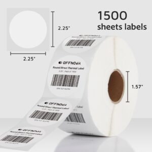 OFFNOVA 2.25" x 2.25" Thermal Direct Labels, Roll of 1500 Stickers Labels for Barcode, Address, with Perforation, Compatible with Rollo, Permanent Adhesive, White