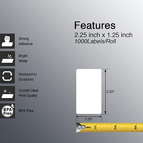 BETCKEY - 2.25" x 1.25" (57 mm x 32 mm) UPC Barcode & Multipurpose Labels Compatible with Zebra & Rollo Label Printer,Premium Adhesive & Perforated [16 Rolls, 16000 Labels]