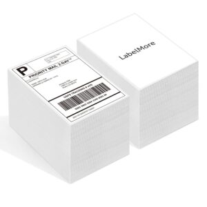 labelmore 4x6 thermal shipping labels, 2000 fanfold thermal printer labels with perforations, white mailing postage labels compatible with rollo, zebra thermal printer, smoothly printing