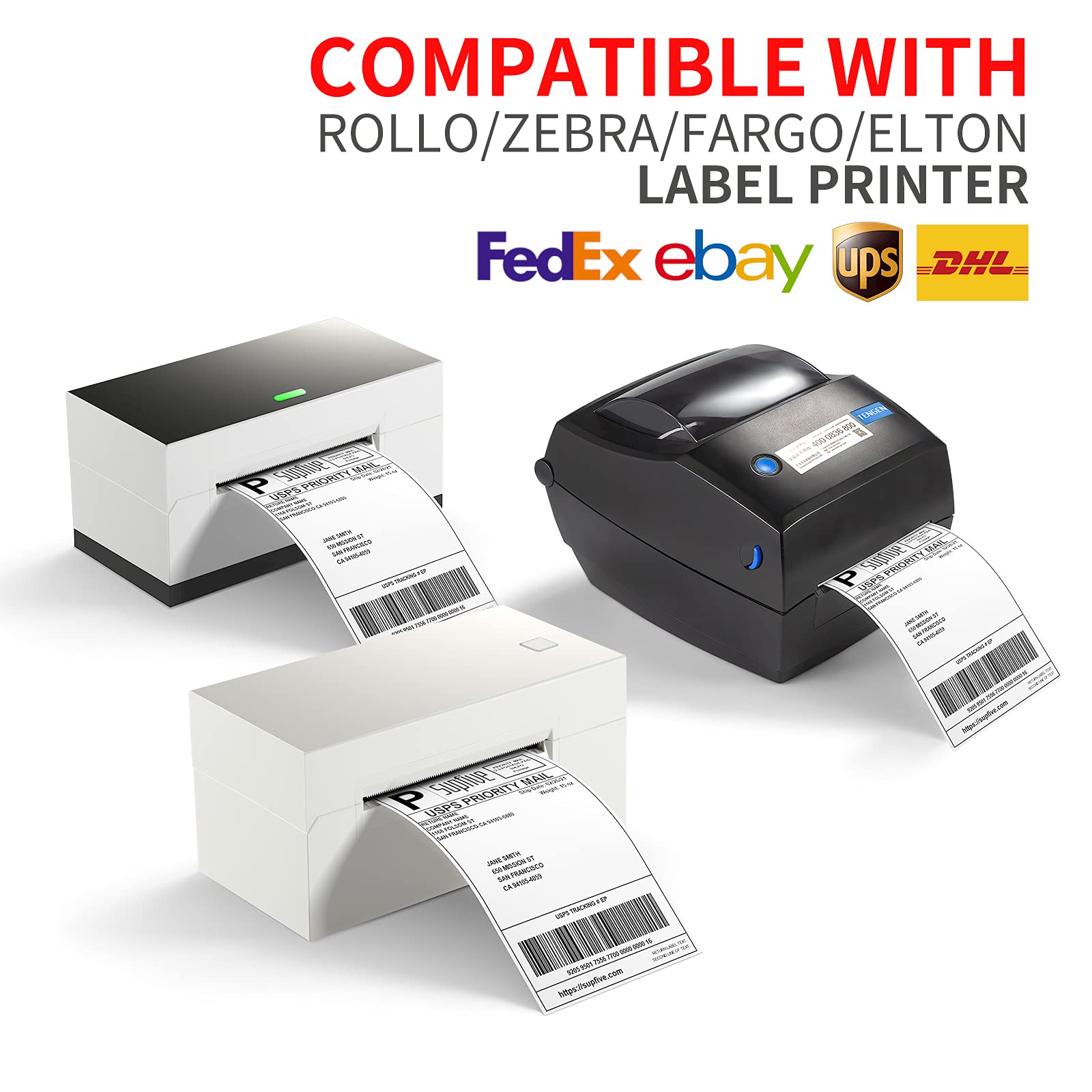 Supfive Shipping Labels 4x6", Direct Thermal Labels Compatible with MUNBYN, Rollo, POLONO, Zebra, Label Printer 220/Roll x 4 Rolls
