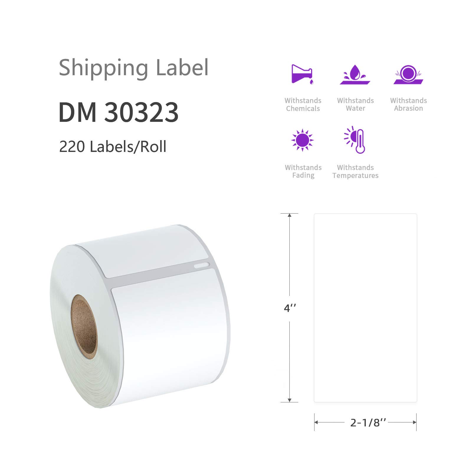 AveneMark 12 Rolls Compatible DYMO 30323 (2-1/8" x 4") Shipping Labels, Direct Thermal Address Shipping Postage Barcodes, Compatible with Rollo, DYMO 4XL & Zebra Desktop Printers (220 Labels/Roll)