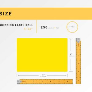 HOUSELABELS 4" x 6" Yellow Shipping Labels on 1" Core Compatible with Zebra and Rollo Printers, 1 Roll / 250 Labels per Roll