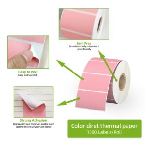 Anylabel 2.25" x 1.25" Pink Direct Thermal Labels, Replacement for Self-Adhesive Address Shipping Barcode Thermal Stickers, Compatible with Rollo & Zebra Thermal Label Printer(1 Roll, 1000 Labels)