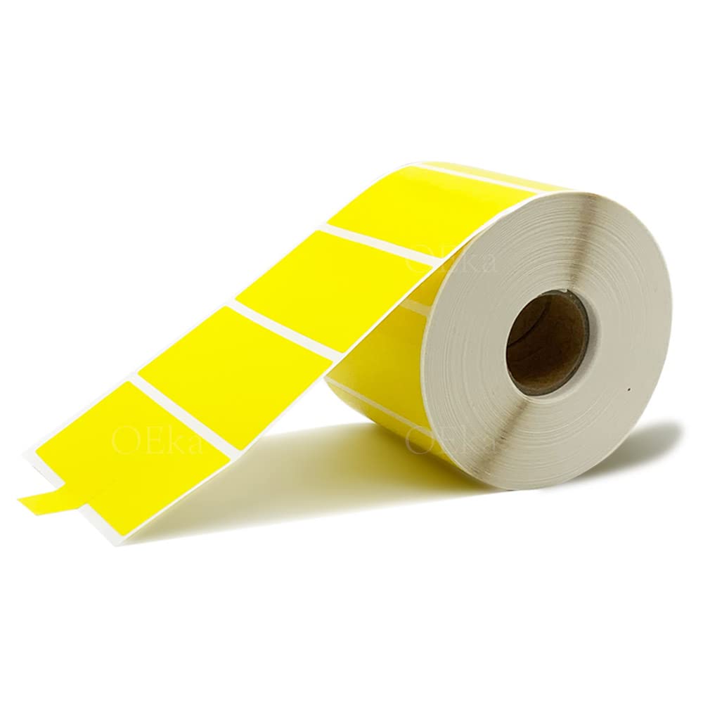 OEka 2.25" X 1.25” Direct Thermal Labels Barcode Address Labels 1000Pcs/Roll Compatible with Rollo & Zebra Desktop Printers (1 ROLL, Yellow)