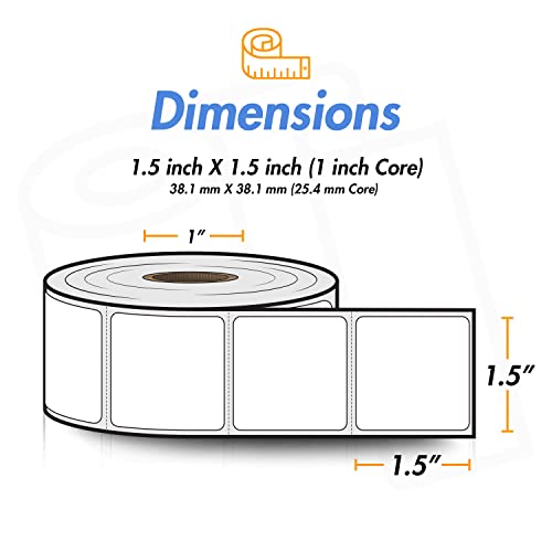 (4 Rolls, 900/Roll) 1.5” x 1.5” Direct Thermal Labels - 1” Core, Compatible with Rollo Label Printer & Zebra Desktop Printers - All Purpose QR Barcode Address Label - Adhesive Perforated