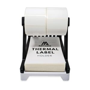 Miyake Thermal Label Holder for Label Rolls and Fanfold Labels, Shipping Label Printer Desktop Stand for Home, Office, Small Business, Compatible with Rollo and Dymo (Black)