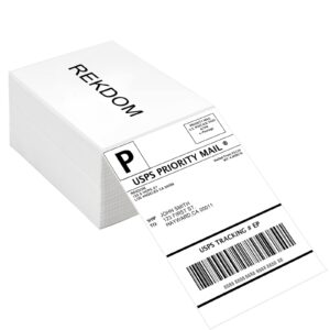 REKDOM 4X6'' Direct Thermal Labels (Pack of 500 Labels), Commercial Grade Self-Adhesive Shipping Labels, Compatible with REKDOM, LabelRange, Zebra, Rollo, MUNBYN, etc.