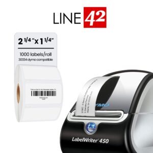 LINE42 Compatible DYMO 30334 2-1/4" x 1-1/4" Multipurpose Barcode/FNSKU Labels, Compatible with DYMO Labelwriter 450, 4XL, Rollo & Zebra Desktop Printers, Perforated, 10 Rolls/10,000 Labels