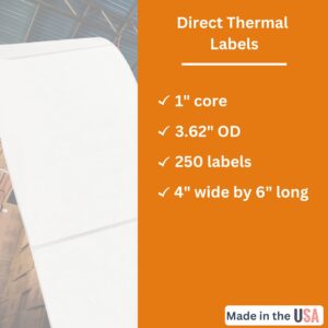 ATL Direct Thermal Shipping Labels 4x6 250, 4x6 Thermal Labels, Thermal Printer Labels 4x6, Label Printer Paper, Shipping Label Paper, Rollo Labels, Thermal Labels 4x6 roll, zebra labels