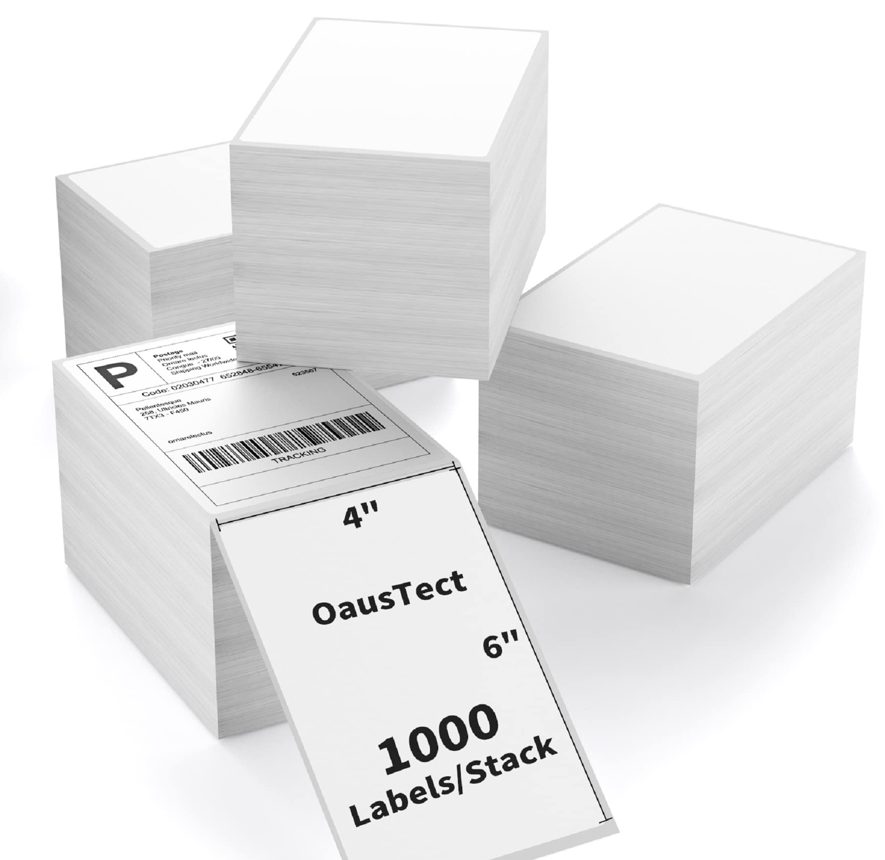 OausTect Direct Thermal Labels 4x6 Shipping Label Commercial Grade, Perforated Postage Mailing Labels, Compatible with Rollo Zebra Thermal Printer (4 Stacks|4000 Labels)